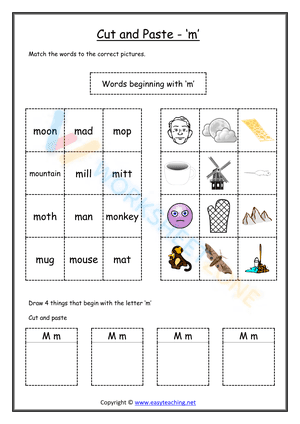 cut and paste beginning sounds worksheets 13