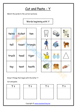 cut and paste beginning sounds worksheets 20