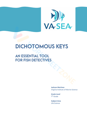 DICHOTOMOUS KEYS - AN ESSENTIAL TOOL FOR FISH DETECTIVES