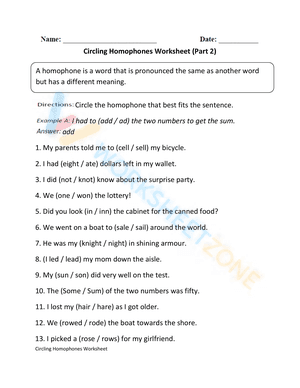 homophones worksheet 14