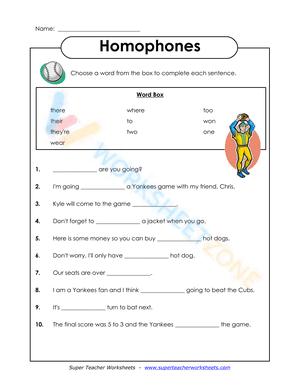 homophones worksheet 2