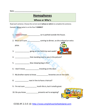 homophones worksheet 5
