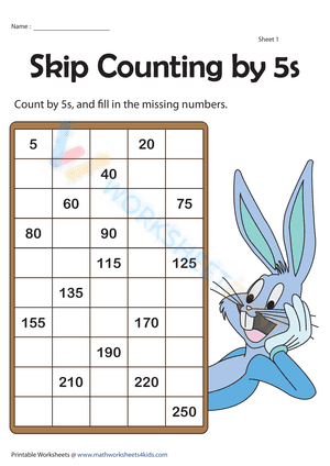 Skip counting by 5s - Bunny