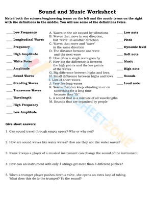 Sound and Music Worksheet