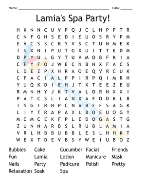 spa party word search 2