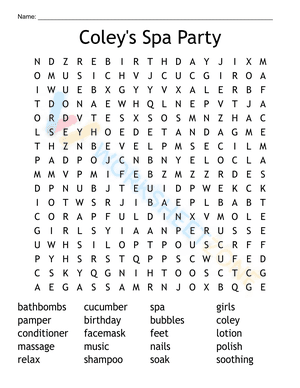 spa party word search 6