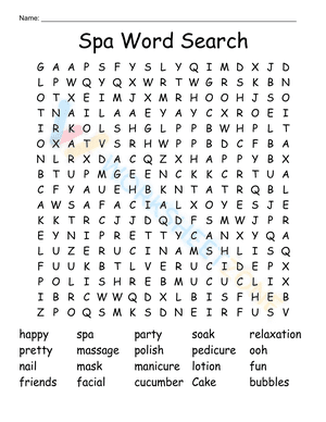 spa party word search 7