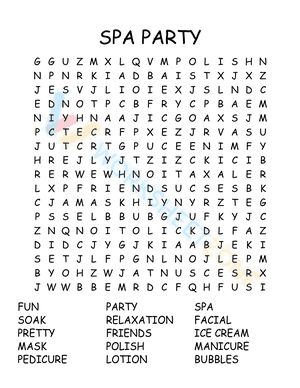 spa party word search 9