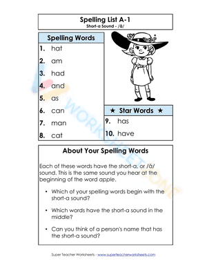 spelling worksheets 1