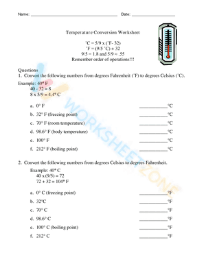 Temperature Conversion Worksheet 3