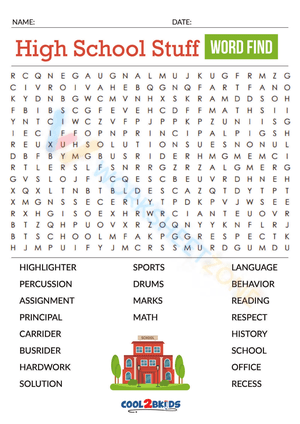 word search for high schoolers 9