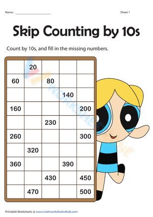 Skip Counting by 10s | Skip counting chart