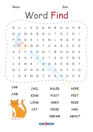 1st grade word search 2