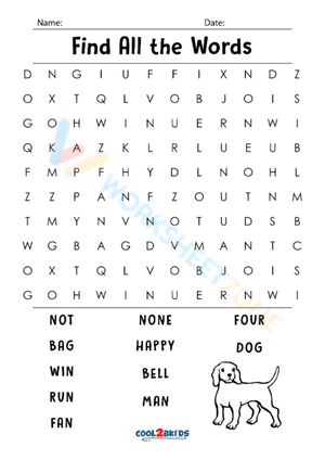 1st grade word search 6