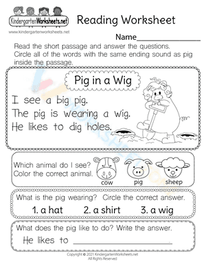 kindergarten reading worksheets 4