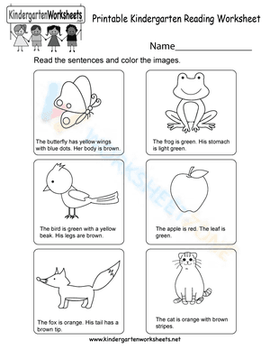 kindergarten reading worksheets 2
