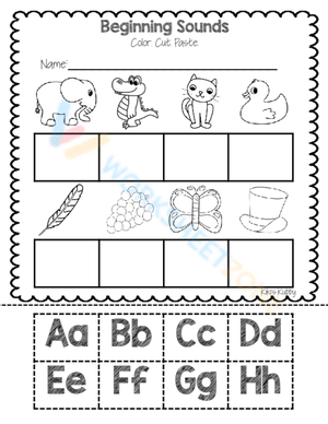 Beginning sounds cut and paste