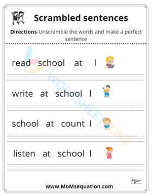 kindergarten scrambled sentences 1