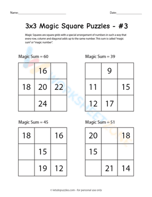 Magic squares 3x3