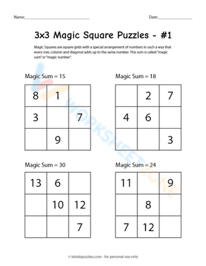 3x3 magic square