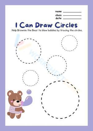 Purple Lilac I Can Draw Circles Mathematics Worksheet 