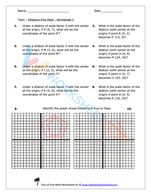 dilations worksheet 1