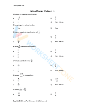 Rational number worksheet grade 7 1