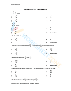 Rational number worksheet grade 7 2