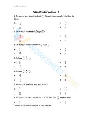 Rational number worksheet grade 7 4
