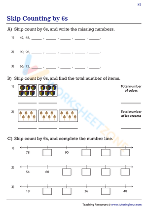 Skip counting by 6 worksheets 4