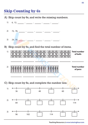 Skip counting by 6 worksheets 6