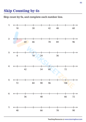 Skip counting by 6 worksheets 7