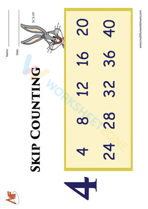 Skip counting by 4 worksheets 2
