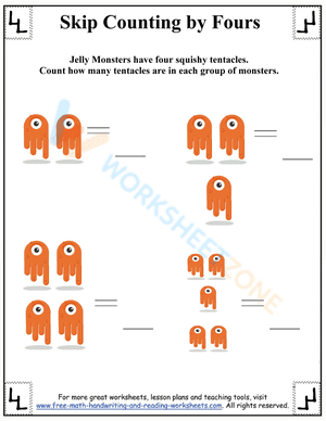 Skip counting by 4 worksheets 3