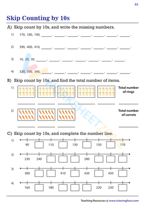 Skip counting by 10 worksheets 6