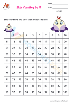 Skip counting by 5 worksheet 4