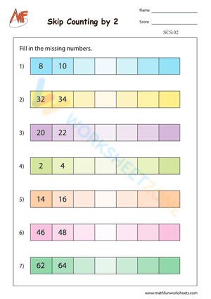 Skip counting by 2 worksheet 2