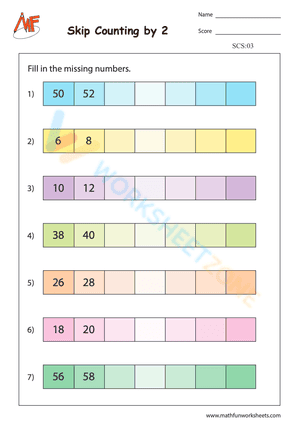 Skip counting by 2 worksheet 3