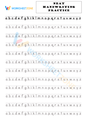 Neat handwriting practice worksheet - alphabet