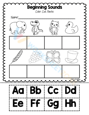 Beginning sounds: cut and paste