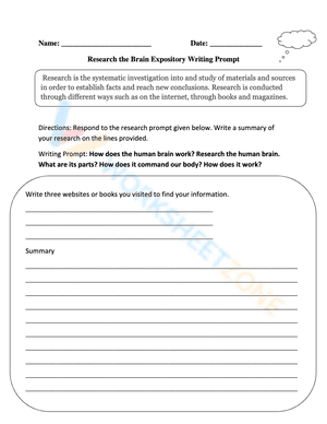 Research the Brain Expository Writing Prompt