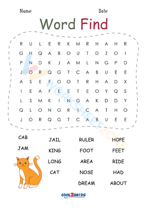 1st grade word search 2
