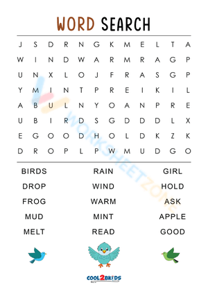 1st grade word search 3