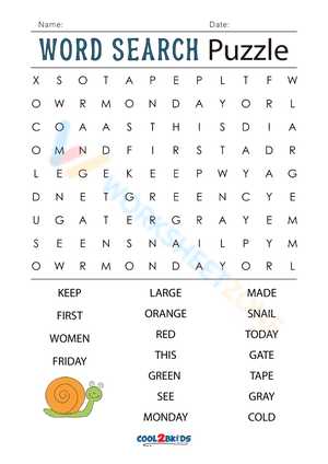 1st grade word search 4
