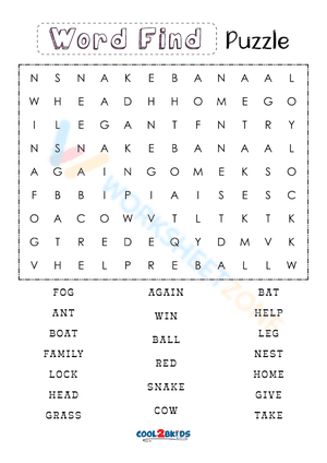 1st grade word search 5