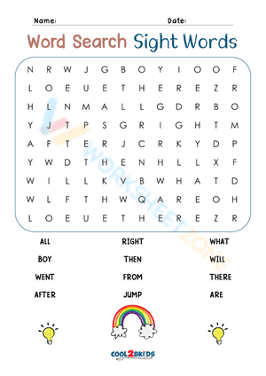 1st grade word search 8
