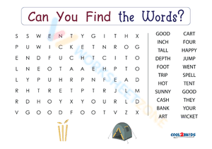 1st grade word search 9