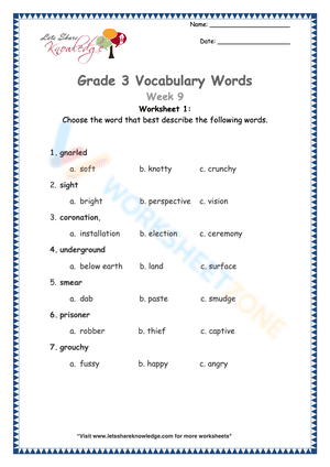 Grade 3 Vocabulary 1