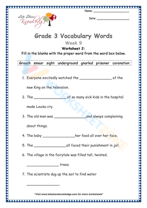 Grade 3 Vocabulary 2