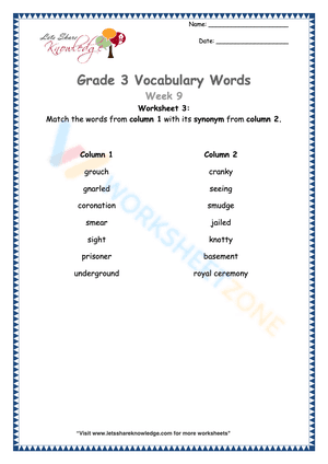 Grade 3 Vocabulary 3